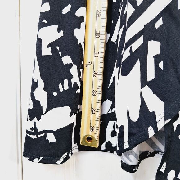 Emma & Michele Black White Art Deco Paint Splatter Rorshach Wrap Dress Sz S - Picture 12 of 14